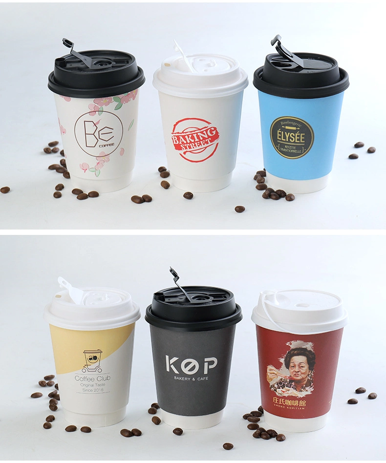 Creative Dispsoable Coffee Cup Thick Paper Cups Birthday Party Favors Hot Drinks Packaging Takeaway Cups with Lids