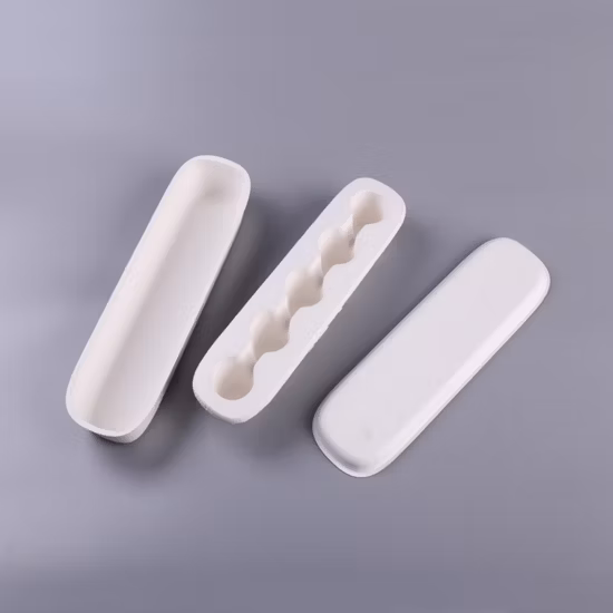 Plateau d'emballage de pâte à papier blanc moulé en papier moulé